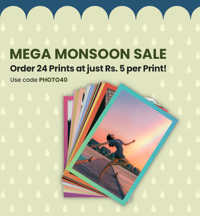 Monsoon Sale. 40% off on Prints and Photobooks